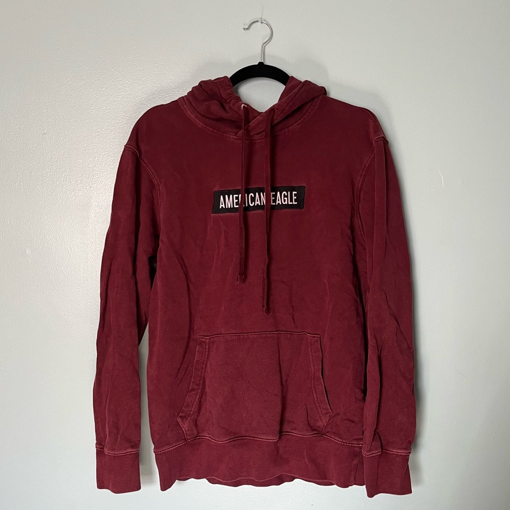 American Eagle Outfitters Hoodie Hooded Sweater Sweatshirt with Logo Small Red